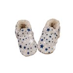 Moccs Tela Estrellas - TALLA 1 / SUELA CUERO / BORREGUITO